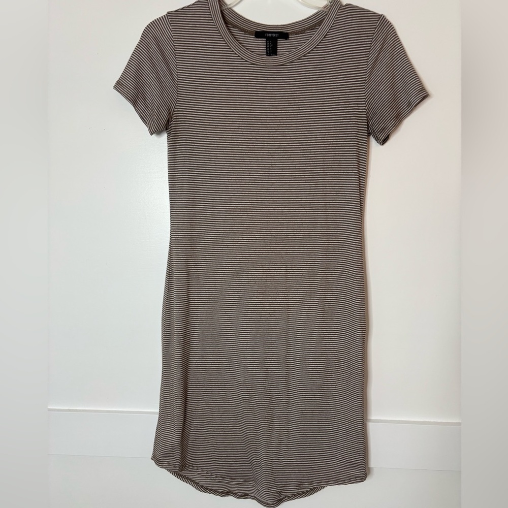 Forever 21 Brown and White Striped dress size small